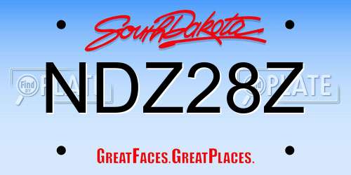 NDZ28Z South Dakota License Plate