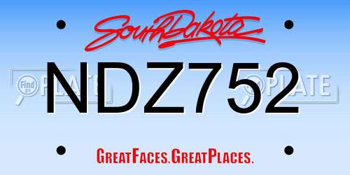 NDZ752 South Dakota License Plate