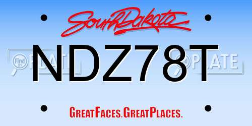 NDZ78T South Dakota License Plate