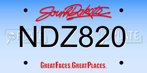 NDZ820 South Dakota License Plate