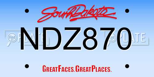 NDZ870 South Dakota License Plate