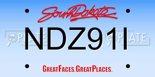 NDZ91I South Dakota License Plate