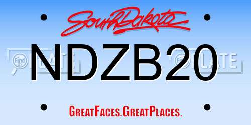 NDZB20 South Dakota License Plate