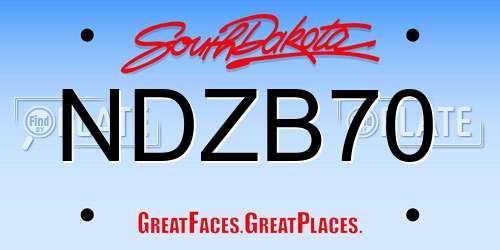 NDZB70 South Dakota License Plate