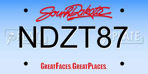 NDZT87 South Dakota License Plate