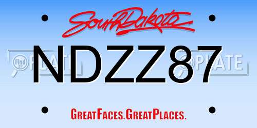 NDZZ87 South Dakota License Plate