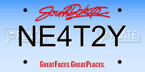 NE4T2Y South Dakota License Plate