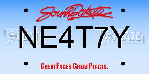 NE4T7Y South Dakota License Plate