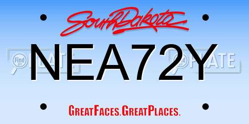 NEA72Y South Dakota License Plate