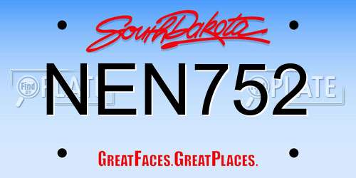 NEN752 South Dakota License Plate