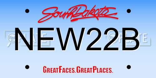 NEW22B South Dakota License Plate
