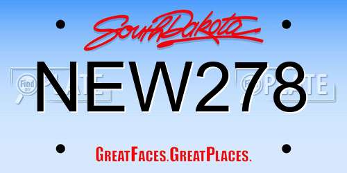 NEW278 South Dakota License Plate