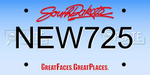 NEW725 South Dakota License Plate