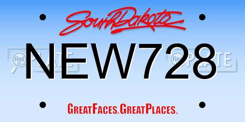 NEW728 South Dakota License Plate