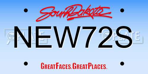 NEW72S South Dakota License Plate