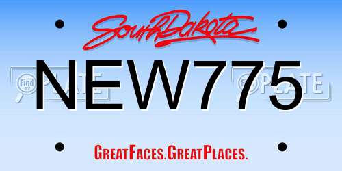 NEW775 South Dakota License Plate