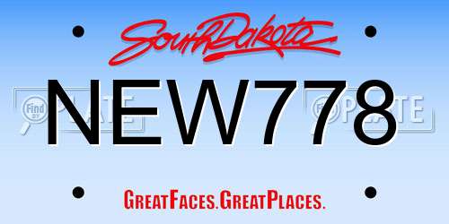 NEW778 South Dakota License Plate