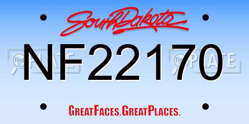 NF22170 South Dakota License Plate