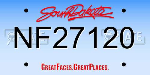 NF27120 South Dakota License Plate