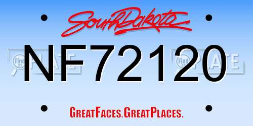 NF72120 South Dakota License Plate