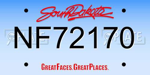 NF72170 South Dakota License Plate