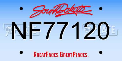 NF77120 South Dakota License Plate