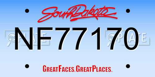 NF77170 South Dakota License Plate