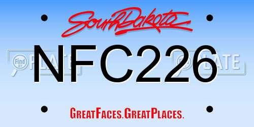 NFC226 South Dakota License Plate
