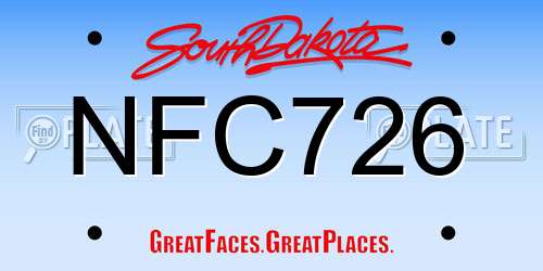 NFC726 South Dakota License Plate