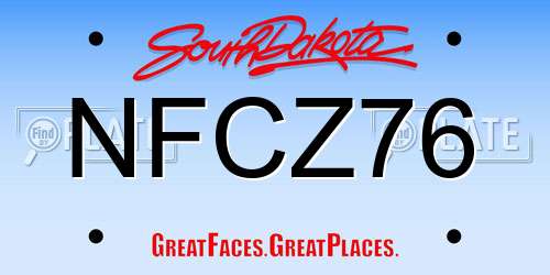 NFCZ76 South Dakota License Plate