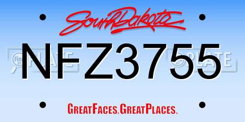 NFZ3755 South Dakota License Plate
