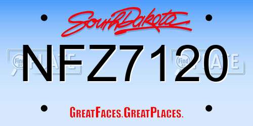 NFZ7120 South Dakota License Plate