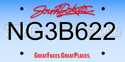 NG3B622 South Dakota License Plate