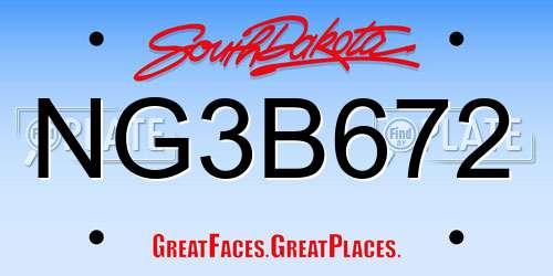 NG3B672 South Dakota License Plate