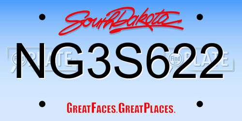 NG3S622 South Dakota License Plate