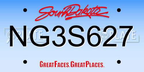 NG3S627 South Dakota License Plate