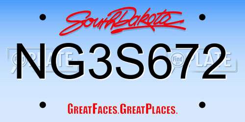 NG3S672 South Dakota License Plate