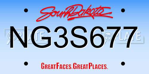 NG3S677 South Dakota License Plate