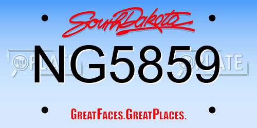 NG5859 South Dakota License Plate