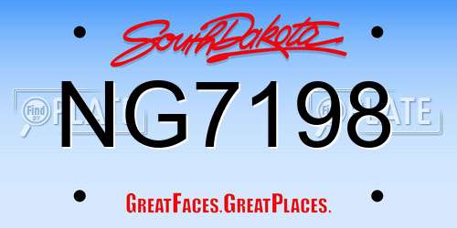 NG7198 South Dakota License Plate