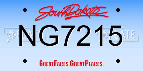 NG7215 South Dakota License Plate