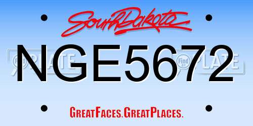 NGE5672 South Dakota License Plate
