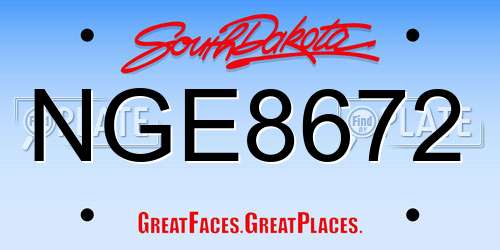 NGE8672 South Dakota License Plate