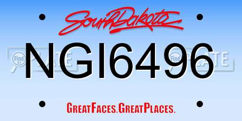 NGI6496 South Dakota License Plate