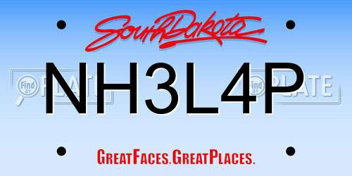 NH3L4P South Dakota License Plate