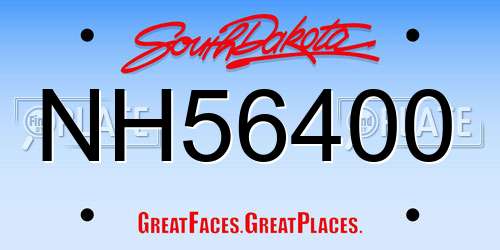 NH56400 South Dakota License Plate