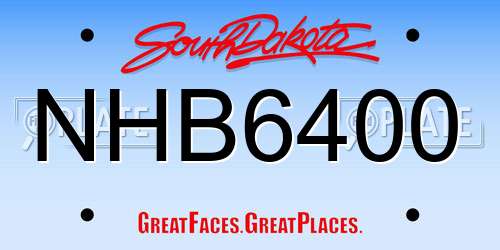 NHB6400 South Dakota License Plate
