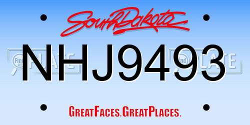 NHJ9493 South Dakota License Plate