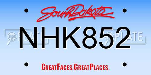 NHK852 South Dakota License Plate