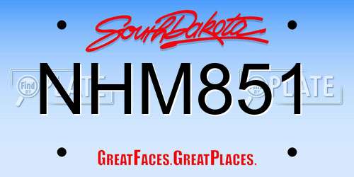 NHM851 South Dakota License Plate